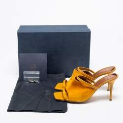 Pre Owned Malone Souliers Mustard Yellow Suede and Patent Leather Laney Slide Sandals Size 38
