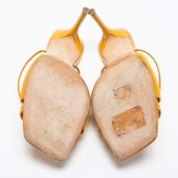 Pre Owned Malone Souliers Mustard Yellow Suede and Patent Leather Laney Slide Sandals Size 38