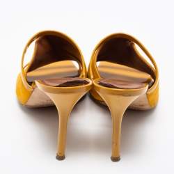Pre Owned Malone Souliers Mustard Yellow Suede and Patent Leather Laney Slide Sandals Size 38