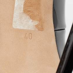 مملوكة مسبقًا حذاء كعب عالي مانولو بلانيك جلد أسود لامع مقدمة مستديرة مقاس 40