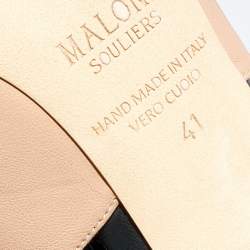 مملوكة مسبقًا حذاء بوت مالون سولييه جلد أسود/بيج مقدمة مدببة رباط مقاس 41