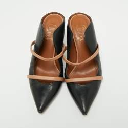 Pre Owned Malone Souliers Black Leather Maureen Pointed Toe Mules Sandals Size 35.5