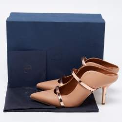 Pre Owned Malone Souliers Beige/Rose Gold Leather Maureen Pumps Size 37