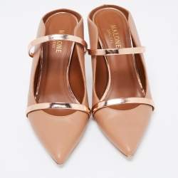 Pre Owned Malone Souliers Beige/Rose Gold Leather Maureen Pumps Size 37