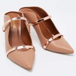 Pre Owned Malone Souliers Beige/Rose Gold Leather Maureen Pumps Size 37
