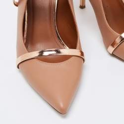 Pre Owned Malone Souliers Beige/Rose Gold Leather Maureen Pumps Size 37