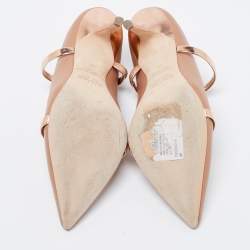 Pre Owned Malone Souliers Beige/Rose Gold Leather Maureen Pumps Size 37