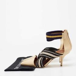 Malone Souliers x Roksanda Beige Leather and Elastic Dana Criss Cross Ankle-Strap Pumps Size 39