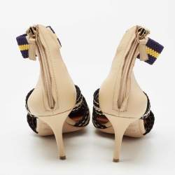 Malone Souliers x Roksanda Beige Leather and Elastic Dana Criss Cross Ankle-Strap Pumps Size 39