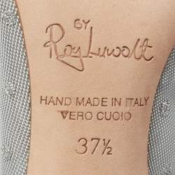 Pre Owned Malone Souliers Silver Mesh And Velvet Marguerite Bow Mules Size 37.5