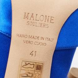 Pre Owned Malone Souliers Blue Satin Embellished Pumps Size 41