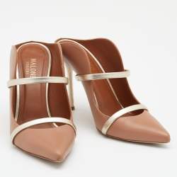 Pre Owned حذاء سلايد مالون سولييه مورين جلد ذهبي/بيج مقاس 37.5