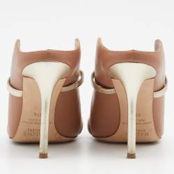 Pre Owned حذاء سلايد مالون سولييه مورين جلد ذهبي/بيج مقاس 37.5