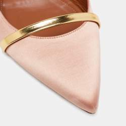 Pre Owned حذاء سلايد مالون سولييه ماورين جلد وساتان بيج/ذهبي مقس 39