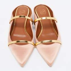 Pre Owned حذاء سلايد مالون سولييه ماورين جلد وساتان بيج/ذهبي مقس 39