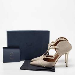 Pre Owned Malone Souliers Cream Raffia And Leather Marion Sandals Size 41