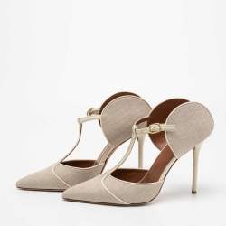 Pre Owned Malone Souliers Cream Raffia And Leather Marion Sandals Size 41