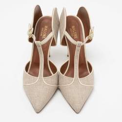 Pre Owned Malone Souliers Cream Raffia And Leather Marion Sandals Size 41