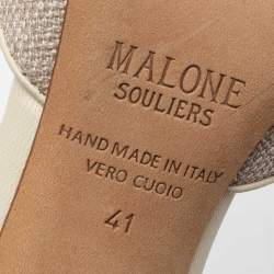 Pre Owned Malone Souliers Cream Raffia And Leather Marion Sandals Size 41