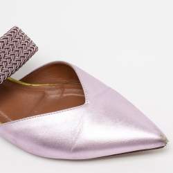 Pre Owned Malone Souliers Metallic Purple Leather And Elastic Maisie Flat Mules Size 36