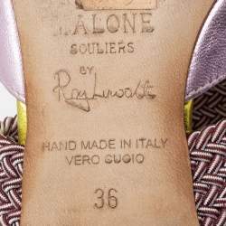 Pre Owned Malone Souliers Metallic Purple Leather And Elastic Maisie Flat Mules Size 36