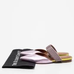 Pre Owned Malone Souliers Metallic Purple Leather And Elastic Maisie Flat Mules Size 36