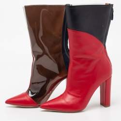 Malone Souliers by Roy Luwolt Red/Blue Leather And PVC Blaire Mid Calf Boots Size 35.5