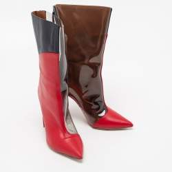Malone Souliers by Roy Luwolt Red/Blue Leather And PVC Blaire Mid Calf Boots Size 35.5