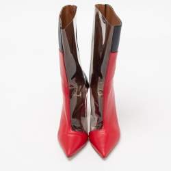 Malone Souliers by Roy Luwolt Red/Blue Leather And PVC Blaire Mid Calf Boots Size 35.5