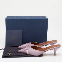 Pre Owned Malone Souliers Lilac Satin Pointed Toe Mules Size 39