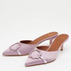 Pre Owned Malone Souliers Lilac Satin Pointed Toe Mules Size 39