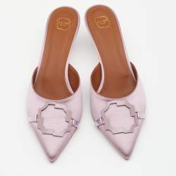 Pre Owned Malone Souliers Lilac Satin Pointed Toe Mules Size 39