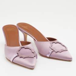 Pre Owned Malone Souliers Lilac Satin Pointed Toe Mules Size 39