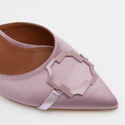 Pre Owned Malone Souliers Lilac Satin Pointed Toe Mules Size 39