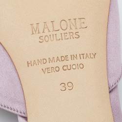 Pre Owned Malone Souliers Lilac Satin Pointed Toe Mules Size 39