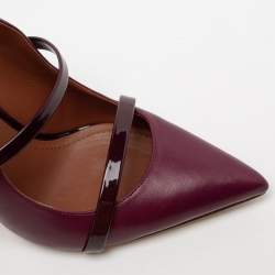 Pre Owned Malone Souliers Burgundy Leather Maureen Pointed Toe Mules Size 36