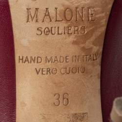 Pre Owned Malone Souliers Burgundy Leather Maureen Pointed Toe Mules Size 36