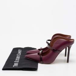 Pre Owned Malone Souliers Burgundy Leather Maureen Pointed Toe Mules Size 36