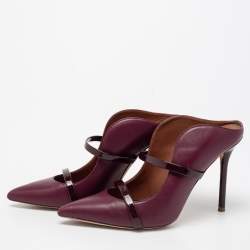 Pre Owned Malone Souliers Burgundy Leather Maureen Pointed Toe Mules Size 36