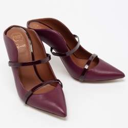 Pre Owned Malone Souliers Burgundy Leather Maureen Pointed Toe Mules Size 36