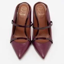 Pre Owned Malone Souliers Burgundy Leather Maureen Pointed Toe Mules Size 36
