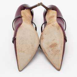 Pre Owned Malone Souliers Burgundy Leather Maureen Pointed Toe Mules Size 36