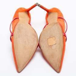 Pre Owned Malone Souliers Orange/Red Suede Maureen Pointed Toe Mules Size 41