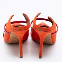 Pre Owned Malone Souliers Orange/Red Suede Maureen Pointed Toe Mules Size 41
