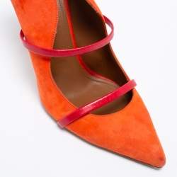Pre Owned Malone Souliers Orange/Red Suede Maureen Pointed Toe Mules Size 41