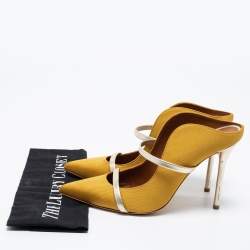 Pre Owned Malone Souliers Yellow Canvas And Leather Maureen Pumps Size 39