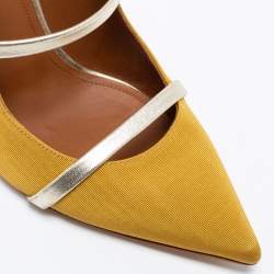 Pre Owned Malone Souliers Yellow Canvas And Leather Maureen Pumps Size 39