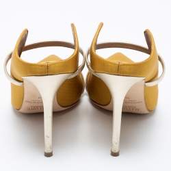Pre Owned Malone Souliers Yellow Canvas And Leather Maureen Pumps Size 39