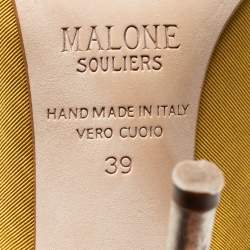 Pre Owned Malone Souliers Yellow Canvas And Leather Maureen Pumps Size 39