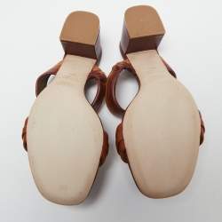 Pre Owned Malone Souliers Brown/Tan Leather Double Strap Slide Sandals Size 38.5